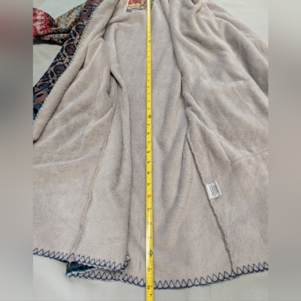 JOHNNY WAS 😍Multicolor Patchwork Hooded Cardigan Coat Kimono Sweater Size S - Picture 11 of 12